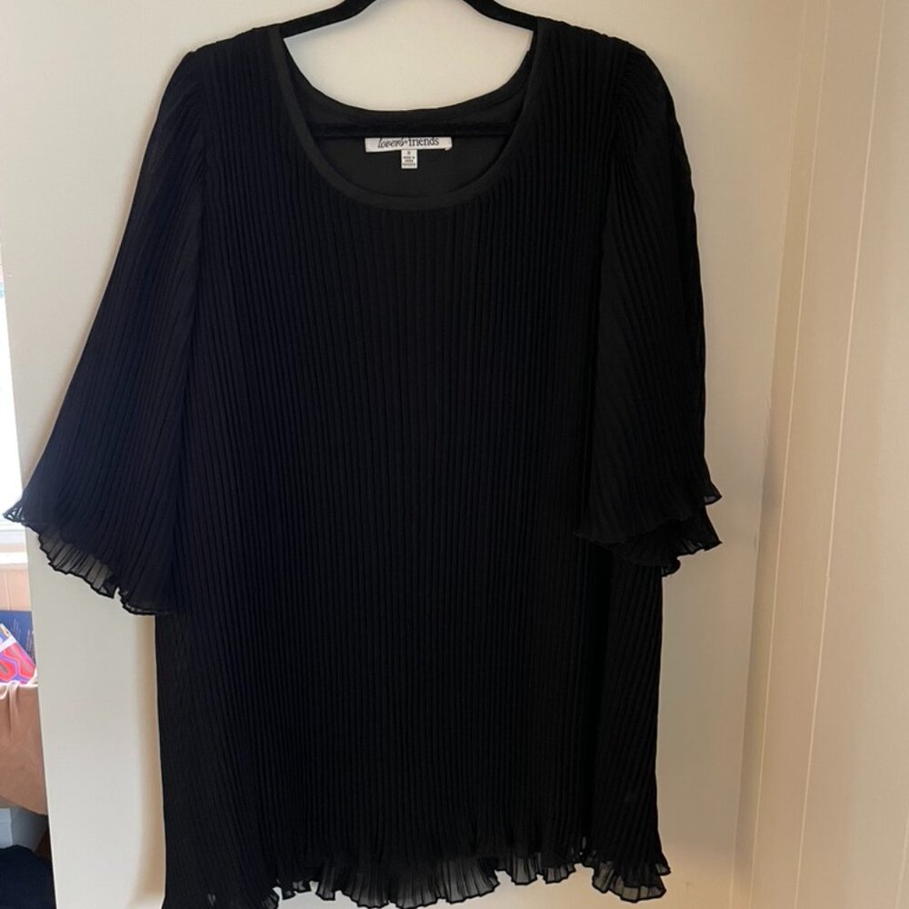 Lovers + Friends Black Pleated Bell Sleeve Sheer Mini Cocktail Dress SZ S